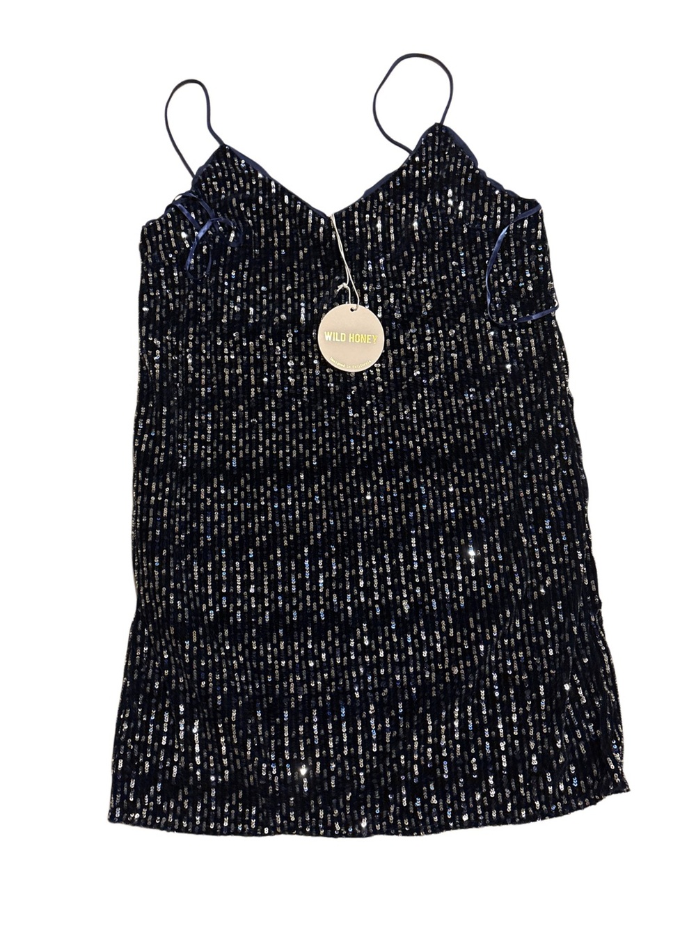 Wild Honey Navy Sequin Slip Dress